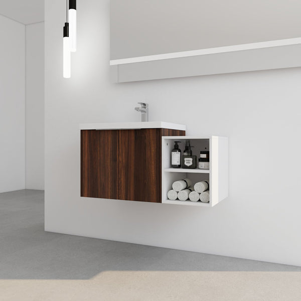English Elm 36 Inch Soft Close Doors Bathroom Vanity With Resin Sink, Modern Design & Ample Storage Solutions W999S00183