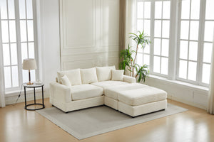 English Elm Modern Sectional Couch - Cozy 2-Piece Corduroy Slipcovers With Throw Pillows For Stylish Living Spaces W2915S00030