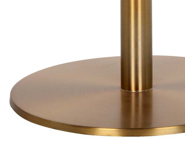 Sunpan Massie Round Bar Table – Art Deco Style with Elegant Black Marble Top and Striking Gold Accents