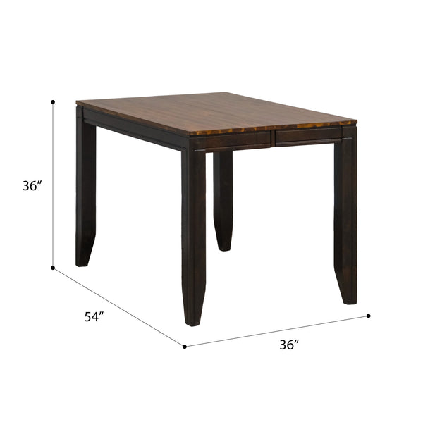 English Elm Wallace & Bay - Brown Transitional Gathering Height Table with Leaf - Caramel & Burnt Sugar Wood, 36–54" Extendable B361P383858