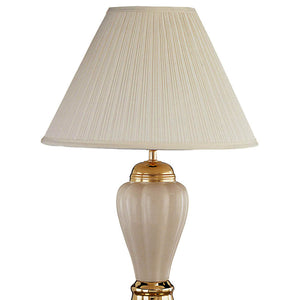 English Elm 27" Elegant Urn-Shaped Ceramic Table Lamp In Burgundy With Ivory Linen Shade & Gold Accents B072116112