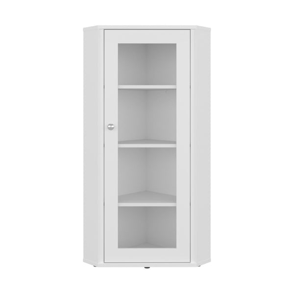 English Elm Ruffin Single Door Display Cabinet Four Shelves White Slim Storage for Any Room B097P474260