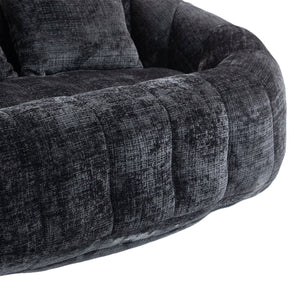 English Elm Bean Bean Bag Sofa High-Density Memory Foam Two-Seater Lounger High Back Chenille Cozy Support Black W395P181440