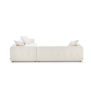 English Elm Ashcroft Furniture - Kaynes Ivory Boucle Corner Sofa with Solid Wood Legs, 5-Seater, High-Density Foam Comfort, Durable Upholstery B183S00163