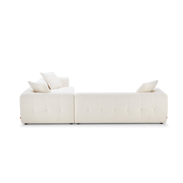 English Elm Ashcroft Furniture - Kaynes Ivory Boucle Corner Sofa with Solid Wood Legs, 5-Seater, High-Density Foam Comfort, Durable Upholstery B183S00163