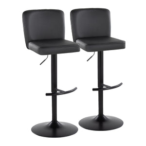 English Elm Henry Contemporary Adjustable Barstools - Set Of 2, Black Faux Leather & Metal, 360° Swivel Comfort B202S00940