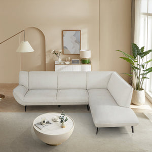 English Elm 106inch Large Combination Sofa F101 Two-Tone Chenille Fabric High-Rebound Seats Solid Wood Frame Metal Legs Beige W1410S00011