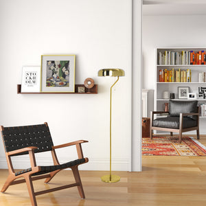 English Elm Ashcroft Furniture - Tall Corner Floor Lamp - Elegant Gold & White Design For Living Room, Bedroom & Office Spaces B183P315132
