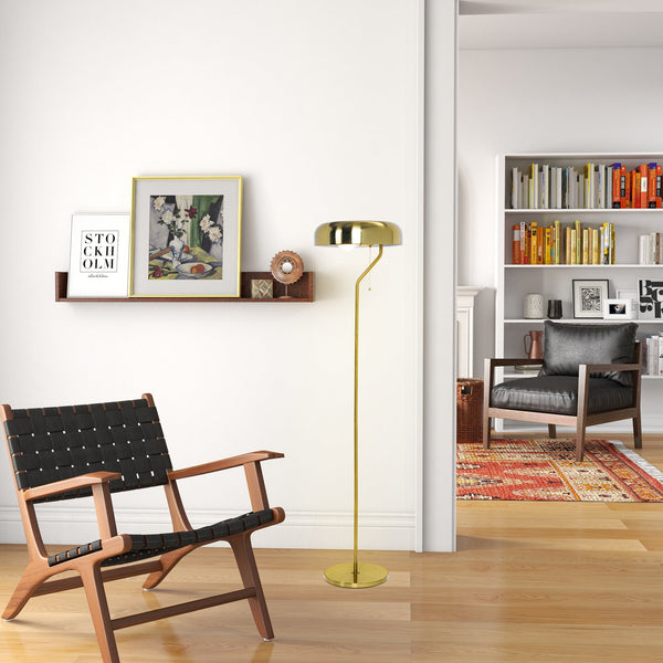 English Elm Ashcroft Furniture - Tall Corner Floor Lamp - Elegant Gold & White Design For Living Room, Bedroom & Office Spaces B183P315132