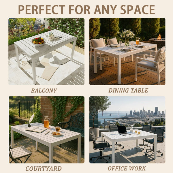 English Elm 2-Pack Modern Lounge Chairs with 55" Long Table – All-Weather PP & Metal, UV-Resistant, Ergonomic Comfort Earthy Yellow,White W3450S00006