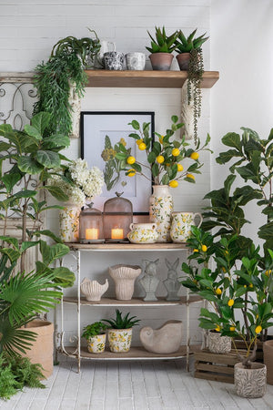 English Elm 12x12x31.5"H Artificial PEVA Lemon Tree - Lifelike Green Foliage, UV-Safe, Low-Maintenance Decor, Black Pot W2078P279115