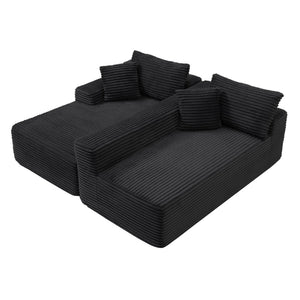 English Elm 105'' Modular Cloud Sectional Corduroy Sofa Deep Seat L-shape Couch for Living Room Black W1117S00322