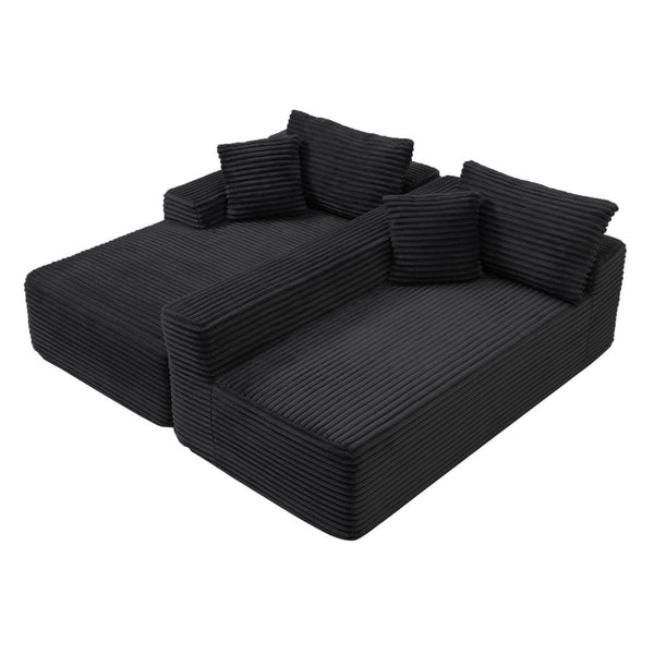 English Elm 105'' Modular Cloud Sectional Corduroy Sofa Deep Seat L-shape Couch for Living Room Black W1117S00322