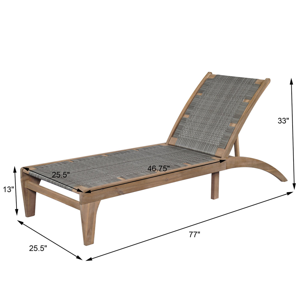 English Elm Christopher Knight Home® - BENFIELD Chaise Lounge Light Brown Acacia Wood Wicker Weather-Resistant Reclining Outdoor Seat 77" N776P294279G
