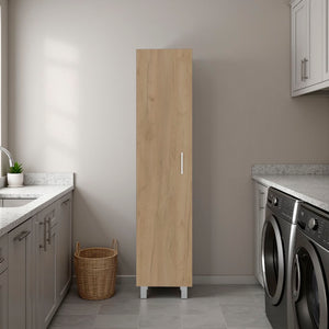 English Elm Vintro Tall Single Door Storage Cabinet with Metal Legs and Four Interior Shelves Natural Wood B070P487578