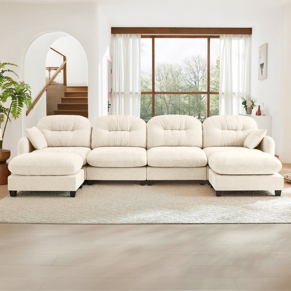 English Elm Modular U-Shaped Sectional Sofa With Ottoman, Soft Chenille Fabric, Tufted Backrest, Elegant Design W714S01373
