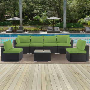 English Elm Cushion Covers 14Pc Set for 7-Piece Wicker Sectional Sofa Outdoor Slipcovers with Zippers Non-Slip Protection Green W419P295491