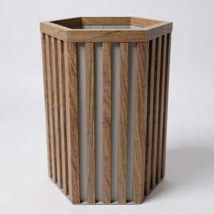 English Elm Hexagon Column Aluminum Outdoor Planter Geometric Architectural Patio Entryway Accent Chestnut B2755P462189