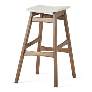 English Elm Christopher Knight Home® - Bar Stool Set Of 2 - Mid-Century Modern Light Beige Fabric With Walnut Legs For Kitchen & Home Bar 58922.00WNT