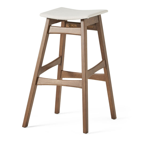English Elm Christopher Knight Home® - Bar Stool Set Of 2 - Mid-Century Modern Light Beige Fabric With Walnut Legs For Kitchen & Home Bar 58922.00WNT