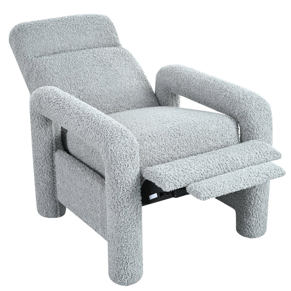 English Elm Christopher Knight Home® - 31.25" Push Back Recliner Plush Teddy Fleece Upholstered Armchair with Foam & Pocket Springs Comfort 90–120–150° Adjustments LIGHT GREY N763P212864R