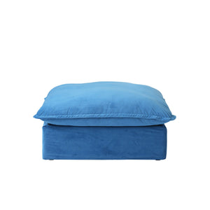 English Elm Sky Cloud Sectional Sofa with Cloud-Like Comfort, Modular L-Shaped Velvet Seating, Removable Covers, Storage Ottoman Blue B341S00022