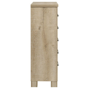 English Elm Sansome Weathered Oak 5-Drawer Chest of Drawers with Dark Bar Pulls, Spacious Top & Compact Footprint B062P378348