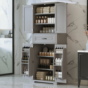 English Elm Christopher Knight Home® - Bathroom Storage Cabinet with Doors Drawer and Adjustable Shelves — MDF Build, Anti-Tip Safety, Modern Appeal Grey N759P241667E