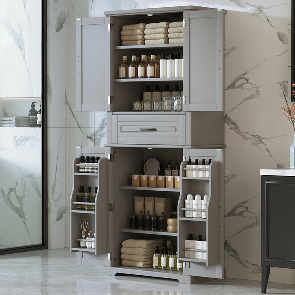 English Elm Christopher Knight Home® - Bathroom Storage Cabinet with Doors Drawer and Adjustable Shelves — MDF Build, Anti-Tip Safety, Modern Appeal Grey N759P241667E