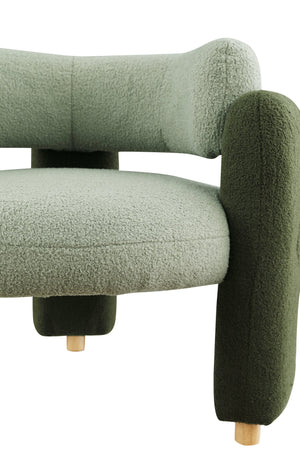 English Elm Accent Chair with Hollow Backrest for Ergonomic Support, Solid Wood Frame, Stylish Fabric Upholstery Green W1420P194059