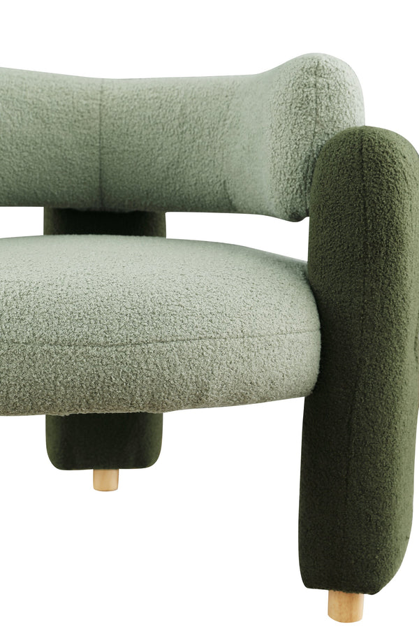 English Elm Accent Chair with Hollow Backrest for Ergonomic Support, Solid Wood Frame, Stylish Fabric Upholstery Green W1420P194059