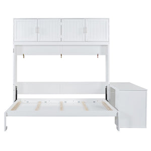 English Elm Queen Murphy Bed With Desk & Storage Shelves - Versatile, Space-Saving Solution For Modern Homes N820S10034K-GIGA
