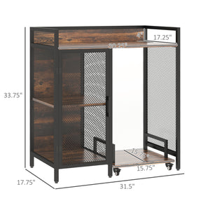 English Elm Vinsetto Rustic Brown Industrial Printer Stand with USB & AC Charging, 3-Level Adjustable Shelves, Wheels W2225P173910