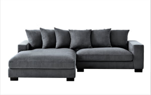 English Elm Luxe Oversized L-Shaped Sectional Sofa With Chaise - Dark Grey Corduroy, Deep Seating Comfort & Style B2735S00003