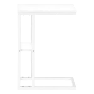 English Elm Accent Table - C-Shaped Modern Design For Living Room & Bedroom, White Marble Top & Metal Frame B2710P219402