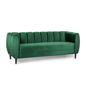 English Elm Miranda Channel Stitch Velvet Sofa Curved Shell Design for Glam Living Rooms N771P371449L_N771P371450L