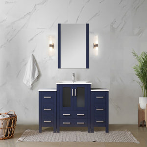 English Elm Navy Blue Single Bath Vanity 48" W With White Ceramic Top & Chrome Faucet, Elegant Storage Solution B2731S01200