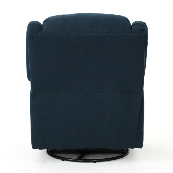 English Elm Christopher Knight Home® - GLIDER Plush Fabric Swivel Recliner with Smooth Gliding Motion, Contemporary Upholstered Comfort Navy Blue 61368.00