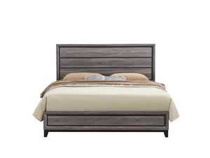 English Elm MIRAGE Modern Full Bed with Panel Headboard, Rubberwood Frame, Tapered Legs and Sturdy Slat Support Black+ Gray 59.76 L x 33.54 W x 4.96 H B201S00130