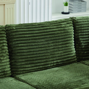 English Elm Corduroy Plush U-Shaped Sectional Sofa with Storage Ottoman, Pet-Friendly Durable Modular Comfort Green W2915S00065