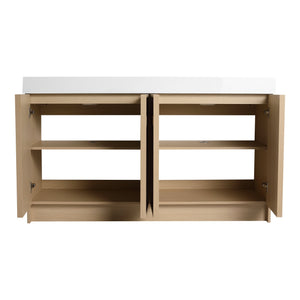 English Elm 60" Freestanding Vanity with Double Resin Sink, Scratch & Water-Resistant Plywood, Soft-Close Doors (Modern) W999S00266