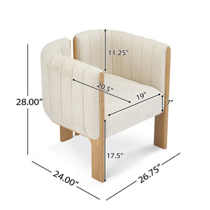 English Elm Dining Chair Set of 4 Olive Boucle Upholstered with Matte Black Rubberwood Legs N779P341494B-2