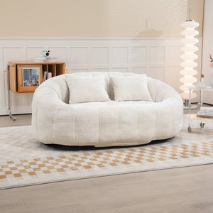 English Elm Bean Bean Bag Sofa High-Density Memory Foam Two-Seater Lounger High Back Chenille Cozy Support Beige W395P181433