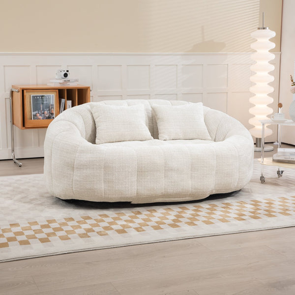English Elm Bean Bean Bag Sofa High-Density Memory Foam Two-Seater Lounger High Back Chenille Cozy Support Beige W395P181433