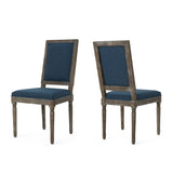 Christopher Knight Home® - Noble House - Ledger Traditional Navy Blue Fabric Dining Chairs (Set of 2)