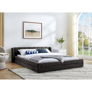 English Elm Queen Upholstered Platform Bed Frame In Dark Grey - Stylish Chenille, Solid Support, Modern Design W487S00327-GIGA