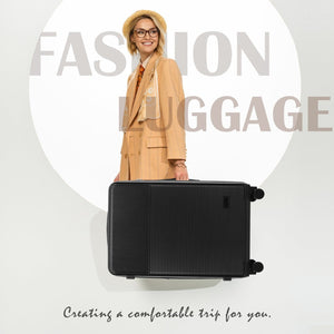 English Elm Luggage 5 Piece Hardside Abs Set with Front Access Carry on and Tsa Spinner Wheels Black N732P391579B