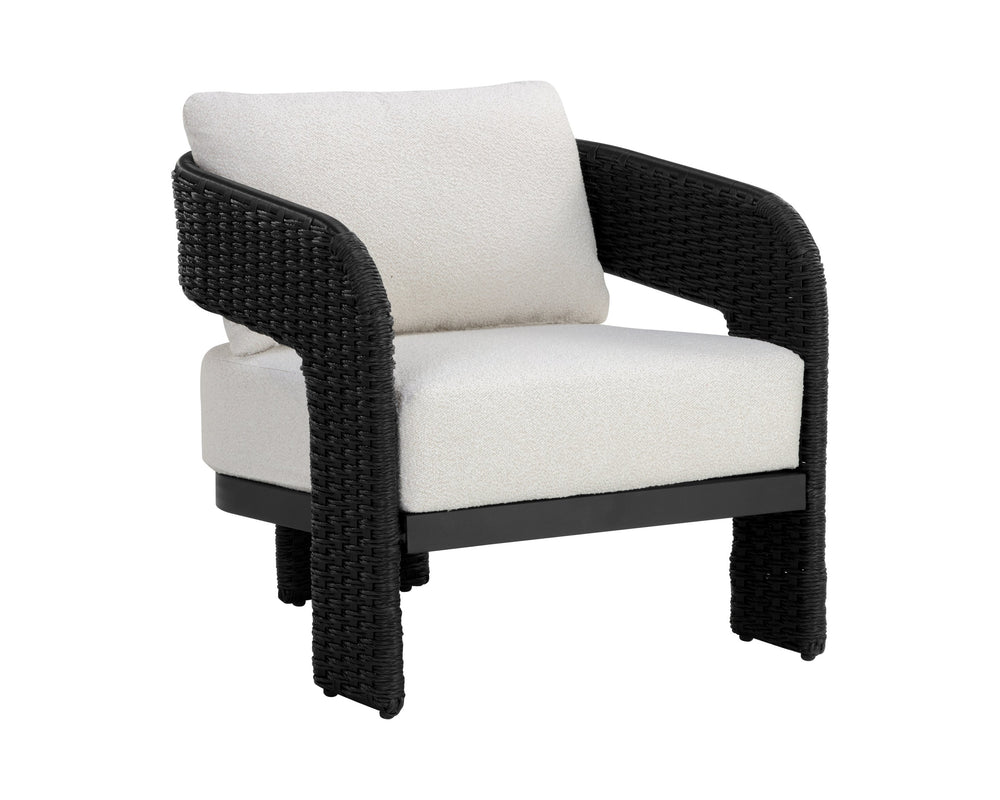 Sunpan Pylos Lounge Chair - Stylish Geometric Curves with Durable Wicker and Soft Performance Fabric Comfort Black / Louis Cream