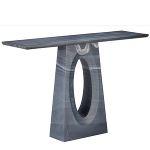 Demi Black Console Table – Elegant Bheslana Marble Accent with Unique Veining & Modern Design