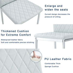 English Elm 8-set high-back leather chairs with diamond quilt, 45D foam, steel frame, scratch-resistant PU, 300lb capacity W2920P303606